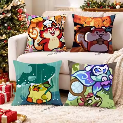 Clash of Critters throw pillow covers on a sofa